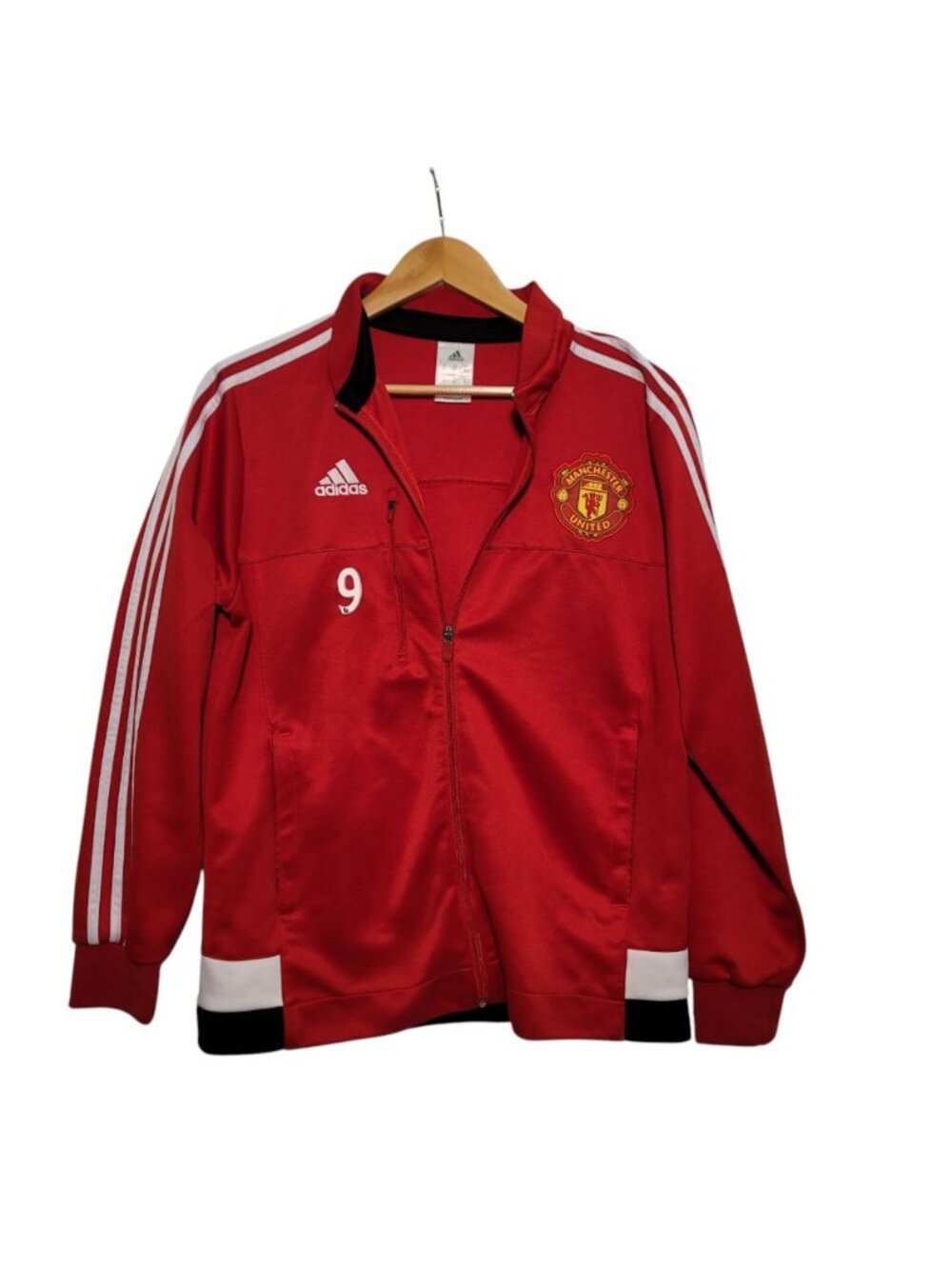 Manchester Red United Football Soccer jacket Top Adidas size Medium
